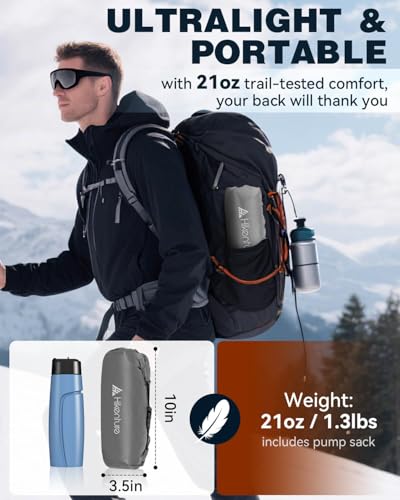Hikenture Sleeping Pad R-Value 6.2 Insulated Camping Mattress for Cold Weather with Pump Sack(1201-A1)