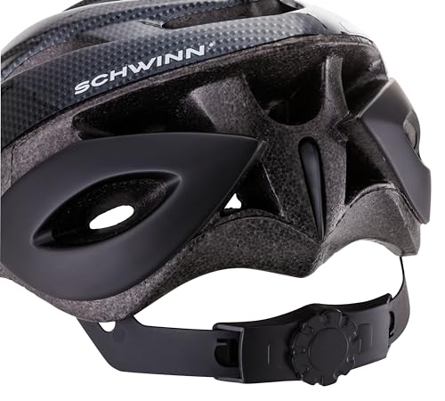 Schwinn Thrasher Helmet for Adults, Black, Size 58 - 62 cm, for Riders Ages 14+, Lightweight Microshell, Adjustable Dial and Straps, Interior Padding, 20 Air Vents, Removable Visor, Adult Bike Helmet