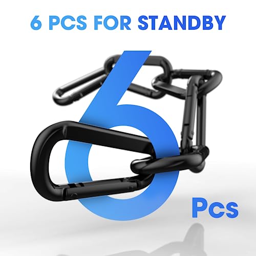 Heavy Duty Carabiner Clip, Steel Carabiners 1100lbs 3" D Shaped Spring Hook Small Clips for Hammocks, Hiking, Keychains, Outdoors and Gym, Dog Leash and Key Ring (6PCS 3'' Clips)