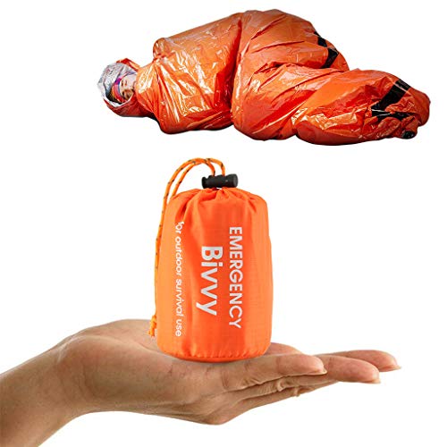 Emergency Sleeping Bag 2 Pack - Lightweight Survival Sleeping Bag Waterproof Thermal Bivy Sack Tent Portable Emergency Blanket Survival Gear for Camping Hiking Outdoor Adventure Activities (2 Pack)
