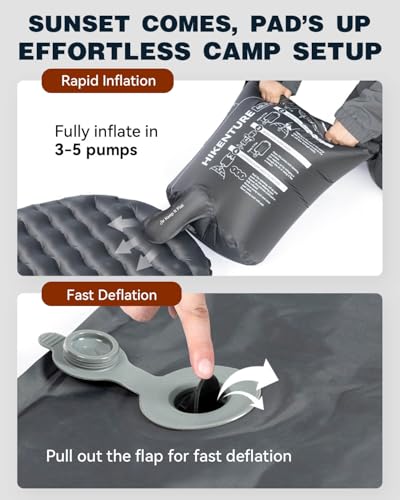 Hikenture Sleeping Pad R-Value 6.2 Insulated Camping Mattress for Cold Weather with Pump Sack(1201-A1)