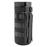 FRTKK Tactical MOLLE Water Bottle Pouch with Drawstring Open Top & Mesh Bottom, Military Water Bottle Holder Bag Sports Travel Hydration Carrier (Black-1 Pack)