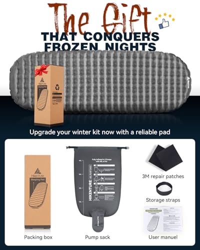 Hikenture Sleeping Pad R-Value 6.2 Insulated Camping Mattress for Cold Weather with Pump Sack(1201-A1)