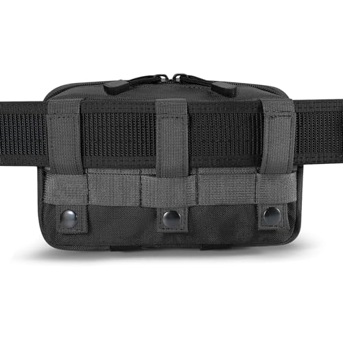 FRTKK Tactical Molle Admin Pouch Utility Laser Cut EDC Tool Pouch Bag Horizontal Modular Pouches Include US Flag Patch and Keychain (Black)