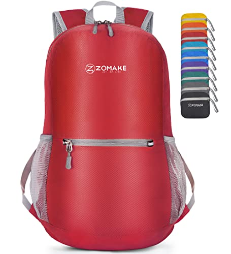 ZOMAKE Ultra Lightweight Hiking Backpack 20L, Packable Small Backpacks Water Resistant Daypack for Women Men(Bright Red)