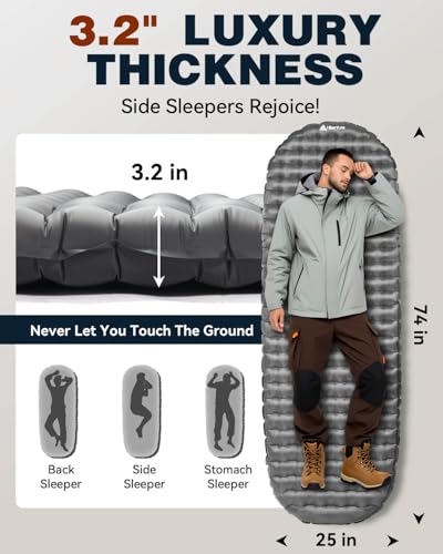 Hikenture Sleeping Pad R-Value 6.2 Insulated Camping Mattress for Cold Weather with Pump Sack(1201-A1)