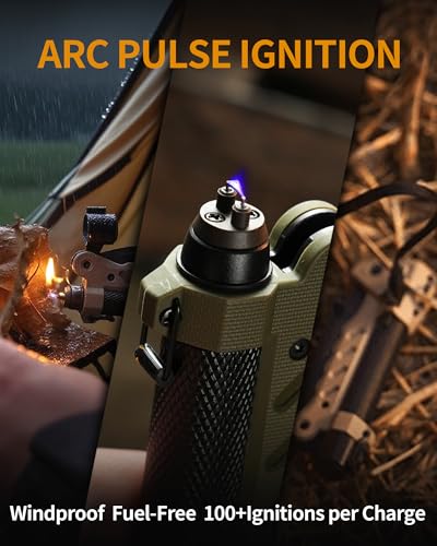 sayram Pocket Knife Flashlight Kydex Combo, Rechargeable Flashlight with Knife, EDC Flashlight Survival Knife Multitool with Pulse Ignition for Outdoor Survival (Black)