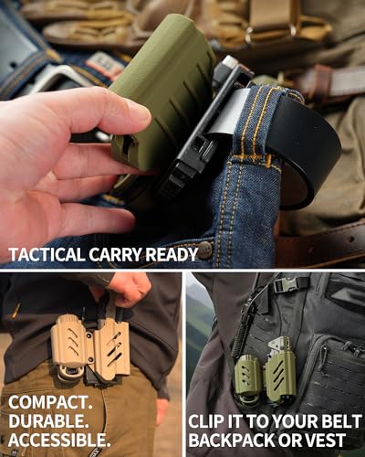 sayram Pocket Knife Flashlight Kydex Combo, Rechargeable Flashlight with Knife, EDC Flashlight Survival Knife Multitool with Pulse Ignition for Outdoor Survival (Black)