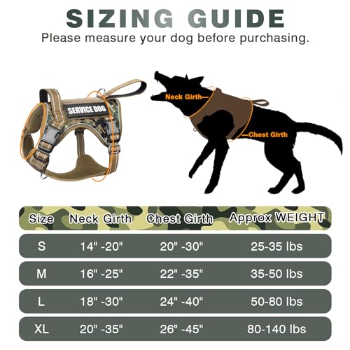 WINSEE Tactical Dog Harness, No Pull Dog Harness for Medium Large Dogs with Handle & Molle, Military Service Dog Vest Harness in Training Pet Harness for Small Dogs