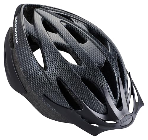 Schwinn Thrasher Helmet for Adults, Black, Size 58 - 62 cm, for Riders Ages 14+, Lightweight Microshell, Adjustable Dial and Straps, Interior Padding, 20 Air Vents, Removable Visor, Adult Bike Helmet