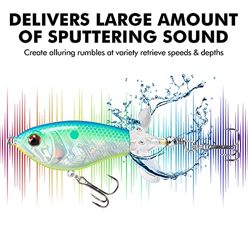 TRUSCEND Top Water Fishing Lures with BKK Hooks, Whopper for Freshwater or Saltwater, Floating Lure Bass Catfish Pike, Wobble Surface Bait Teasers Gifts Men