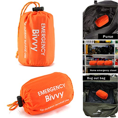 Emergency Sleeping Bag 2 Pack - Lightweight Survival Sleeping Bag Waterproof Thermal Bivy Sack Tent Portable Emergency Blanket Survival Gear for Camping Hiking Outdoor Adventure Activities (2 Pack)
