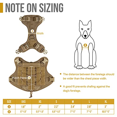 OneTigris Tactical Dog Harness - Fire Watcher Comfortable Patrol Vest (Coyote Brown, Medium)