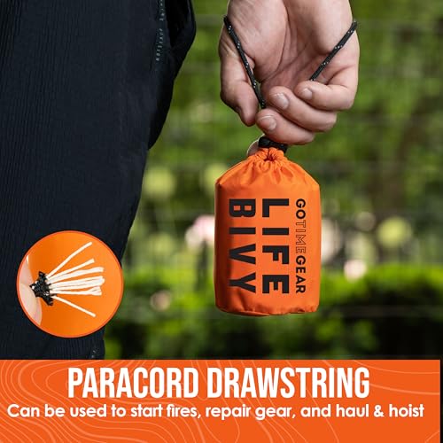 Go Time Gear Emergency Bivvy Bag - 2 Pack, Green - Survival Sleeping Bag for Adults - Lightweight Waterproof Bivy Sack & Emergency Blanket - Compact Camping & Backpacking Gear