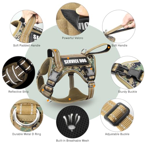 WINSEE Tactical Dog Harness, No Pull Dog Harness for Medium Large Dogs with Handle & Molle, Military Service Dog Vest Harness in Training Pet Harness for Small Dogs