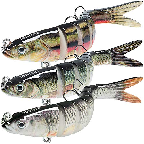 TRUSCEND Easy Catch Swimmax, Magic Noisy Turbulent Wiggling and Vibrating Actions for More Bites, Segmented Swimbait Jointed by Dyneema Strongest Fiber, Lifelike Fishing Lures for Relax Family Fishing