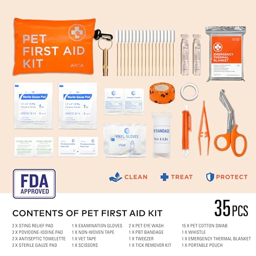 ARCA PET Dog First Aid Kit - Pet Emergency Kit - Water Resistant High Visibility Reflective First Aid Pouch Dog Camping Essentials for Hiking, Backpacking, Sports, Hunting