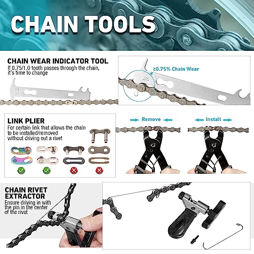 DURATECH 41 Pieces Bike Repair Tools, Complete Bike Tools Kit with Storage Box, Mountain Bike Maintenance Tools, for Mountain, Road, and Park Bicycle with Chain Riveter, Tire Levers, Crank Puller