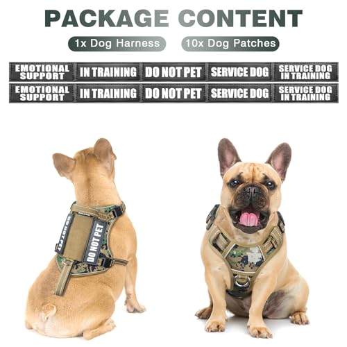 WINSEE Tactical Dog Harness, No Pull Dog Harness for Medium Large Dogs with Handle & Molle, Military Service Dog Vest Harness in Training Pet Harness for Small Dogs