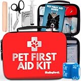 Dog First Aid Kit - Vet Approved Pet First Aid Supplies to Treat Dogs & Cats in an Emergency - Pet First Aid Kit Guide, Tick Remover, Slip Leash & Medical Essentials for Home, Camping, Car, RV, Travel