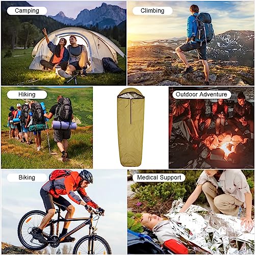 Upneargo Emergency Sleeping Bag Thermal Bivvy, Lightweight Survival Sleeping Bags Thermal Bivy Sack Portable, Compact, Waterproof, Reusable for Camping, Hiking, Outdoor, Activities