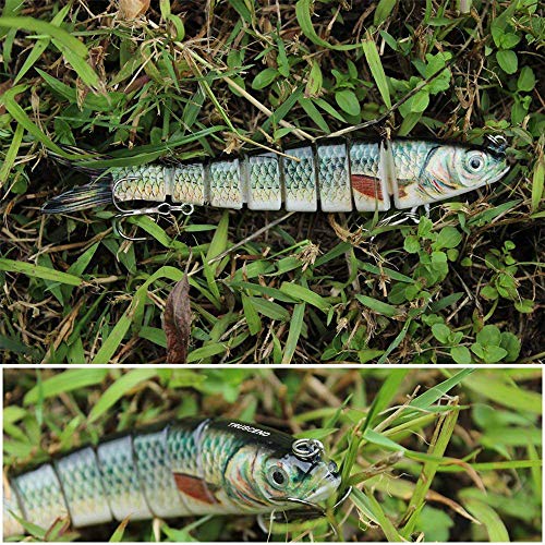TRUSCEND Easy Catch Swimmax, Magic Noisy Turbulent Wiggling and Vibrating Actions for More Bites, Segmented Swimbait Jointed by Dyneema Strongest Fiber, Lifelike Fishing Lures for Relax Family Fishing