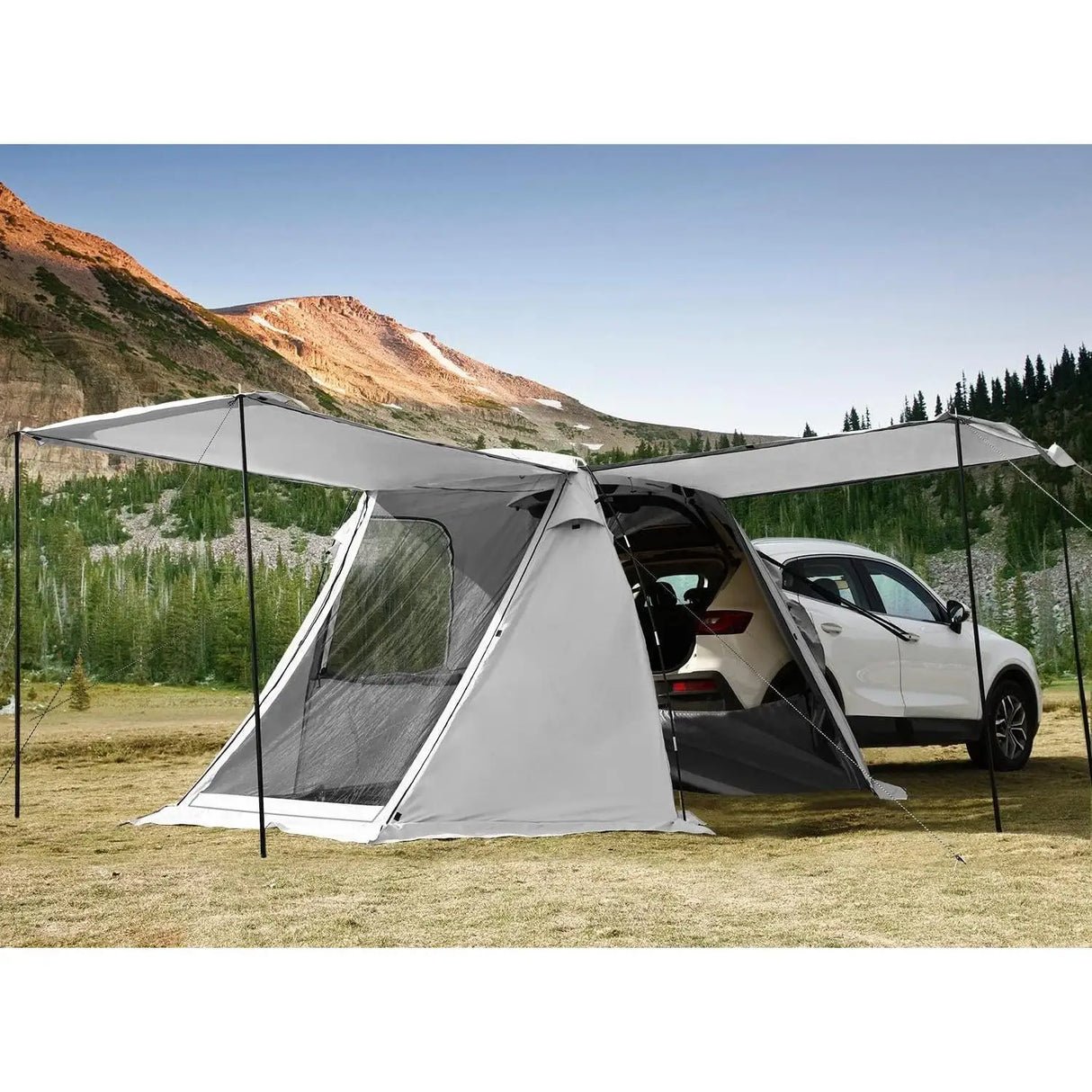 SUV Car Tent, Tailgate Shade Awning Tent for Camping, Vehicle Camping Tents Outdoor Travel (Black) story 2