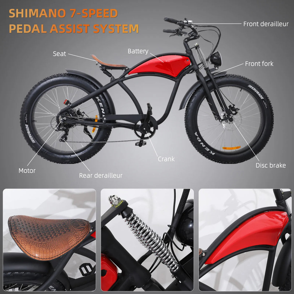 Electric Mountain Bike, 750W 31MPH Class 3 Ebike 48V 15Ah 37Mile All-Terrain Fat Tire Bicycle, Dual Suspension 7-Speed JCD UL