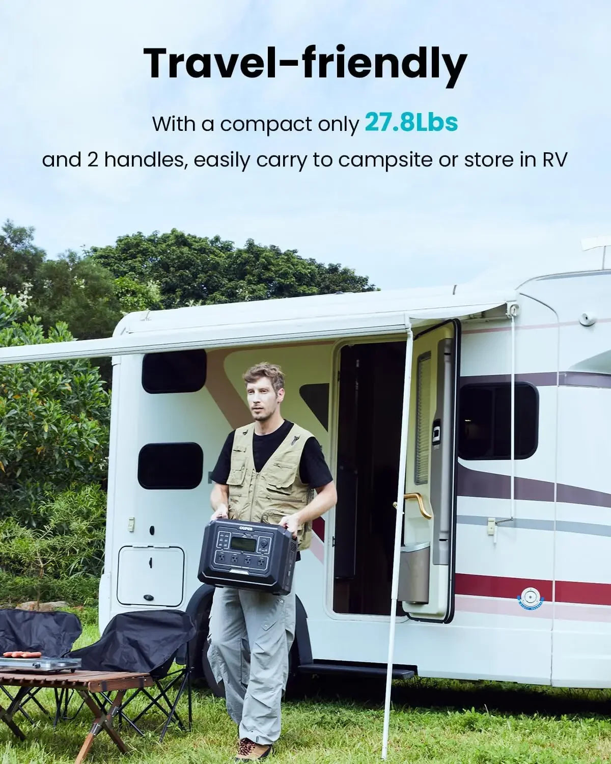 1 Portable Power Station 2000W (4500W Peak), 1024Wh LiFePO4 Battery Generator with 1400W AC Charging & 800W Solar Charging