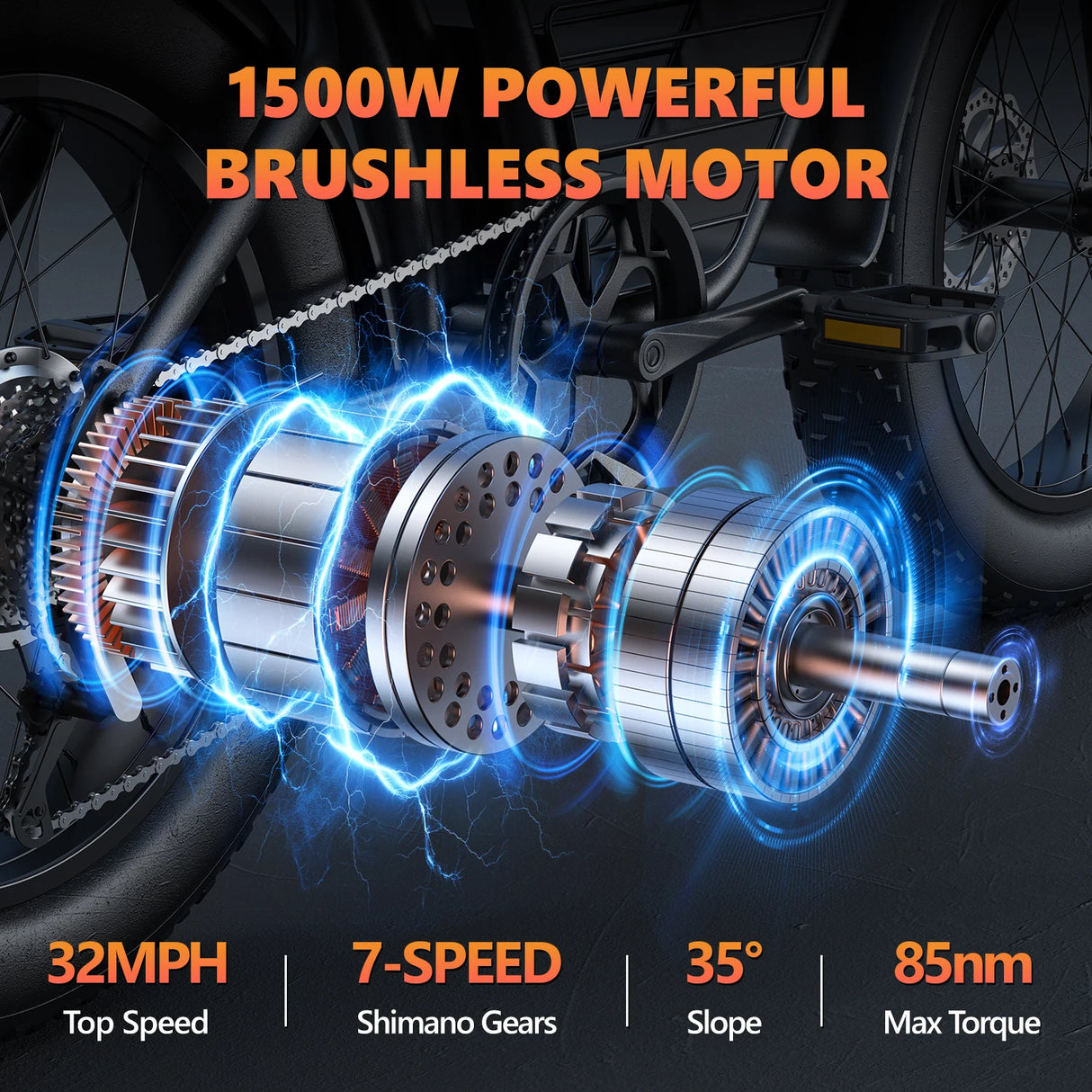 Kickwey K7 Adult Electric Bicycle 1500w 48V 23ah Mountain Electric Bike 20 Inch Fat Tire Outdoor Entertainment Off Road E Bike