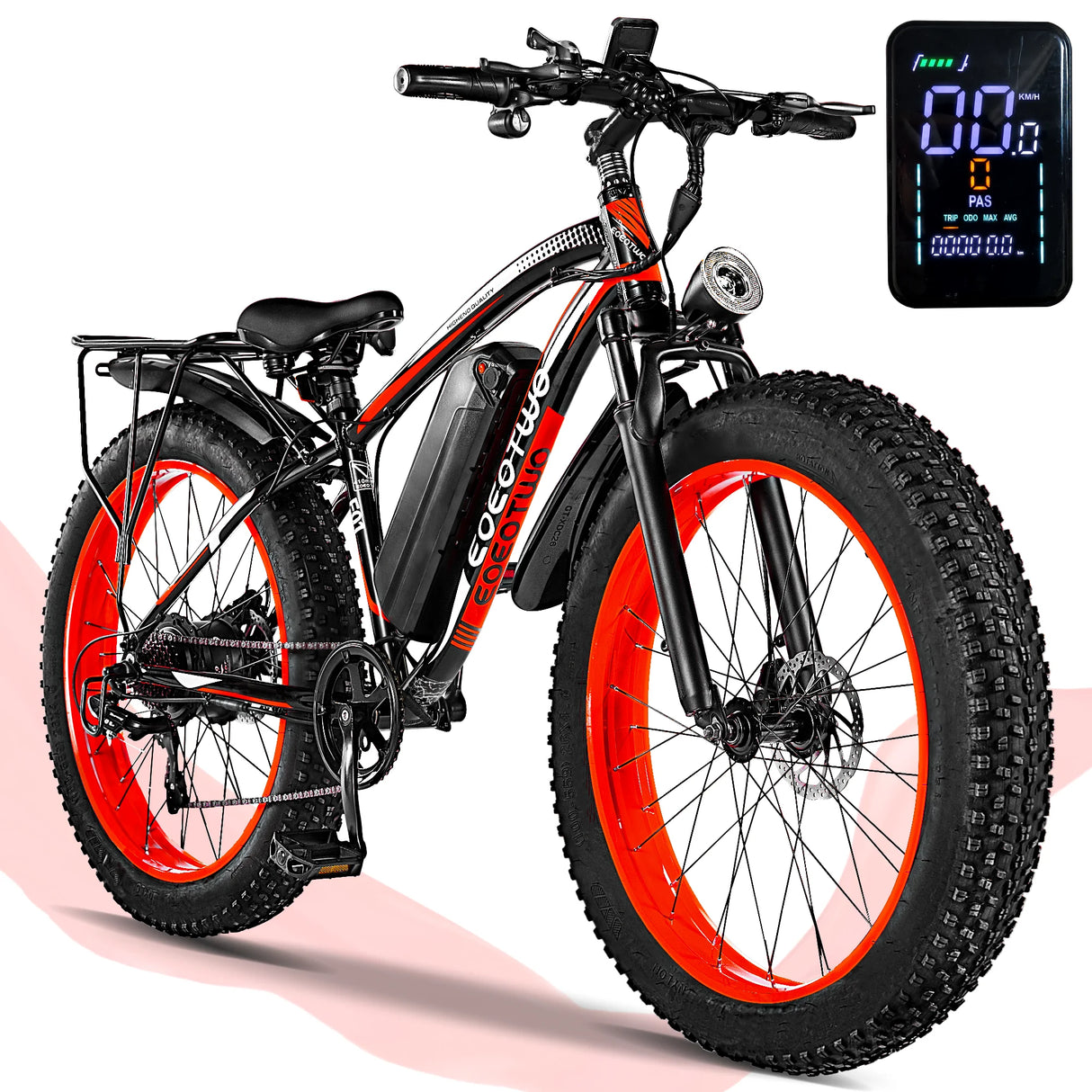 Electric Bike Adults 26" Fat Tire 1500W Peak Motor Electric Bicycle 34Mph Mountain E Bike 60Mile Range 48V 15AH Electric Bike