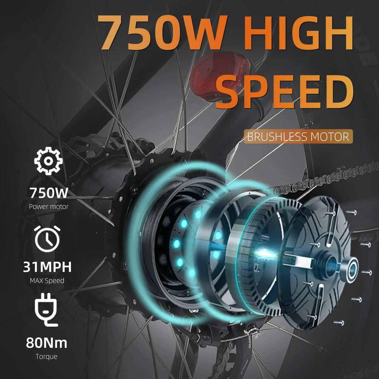 Electric Mountain Bike, 750W 31MPH Class 3 Ebike 48V 15Ah 37Mile All-Terrain Fat Tire Bicycle, Dual Suspension 7-Speed JCD UL