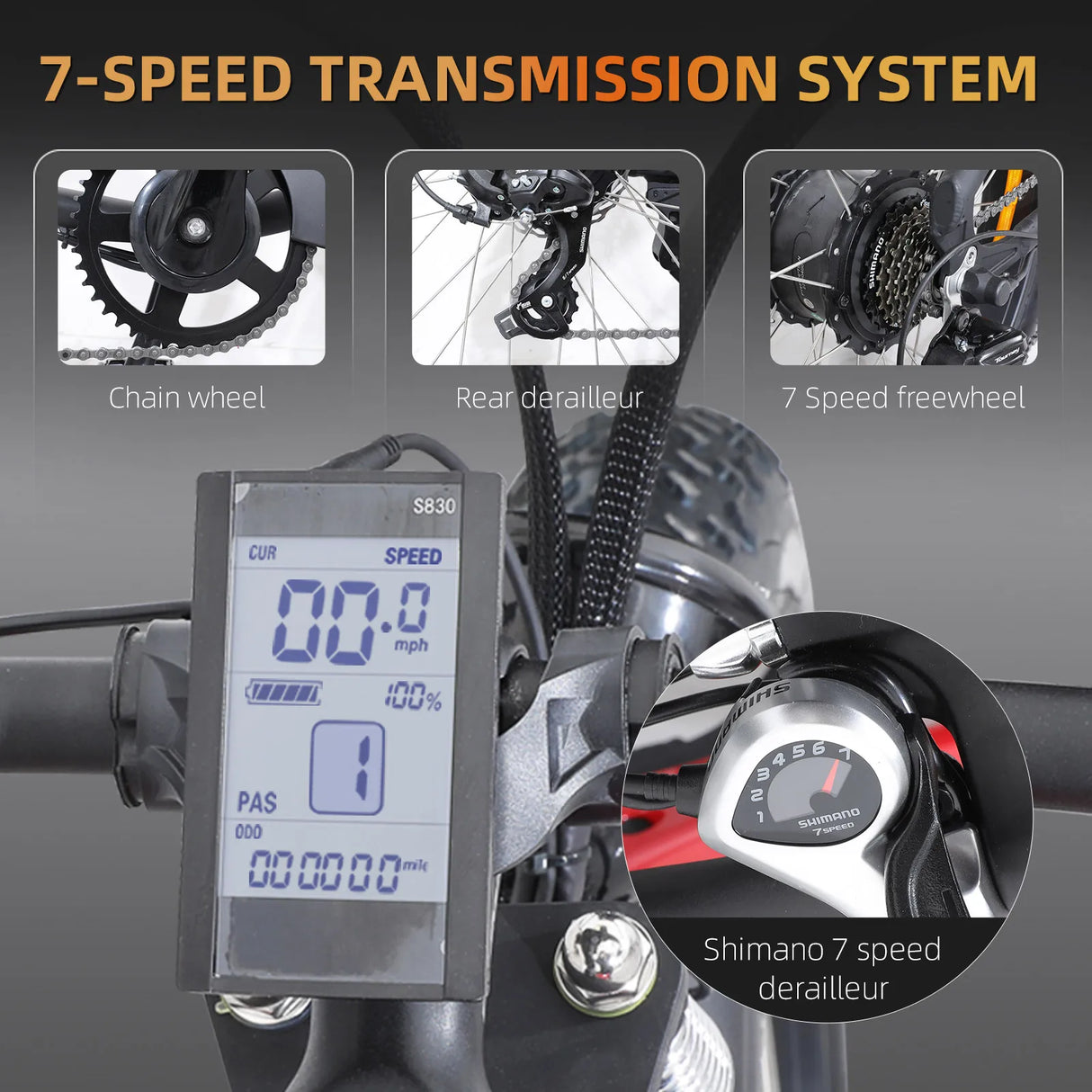 Electric Mountain Bike, 750W 31MPH Class 3 Ebike 48V 15Ah 37Mile All-Terrain Fat Tire Bicycle, Dual Suspension 7-Speed JCD UL