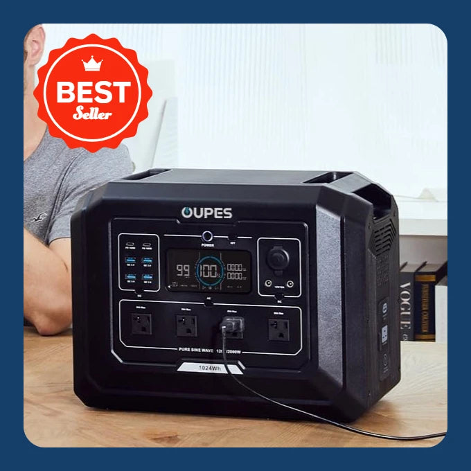 1 Portable Power Station 2000W (4500W Peak), 1024Wh LiFePO4 Battery Generator with 1400W AC Charging & 800W Solar Charging