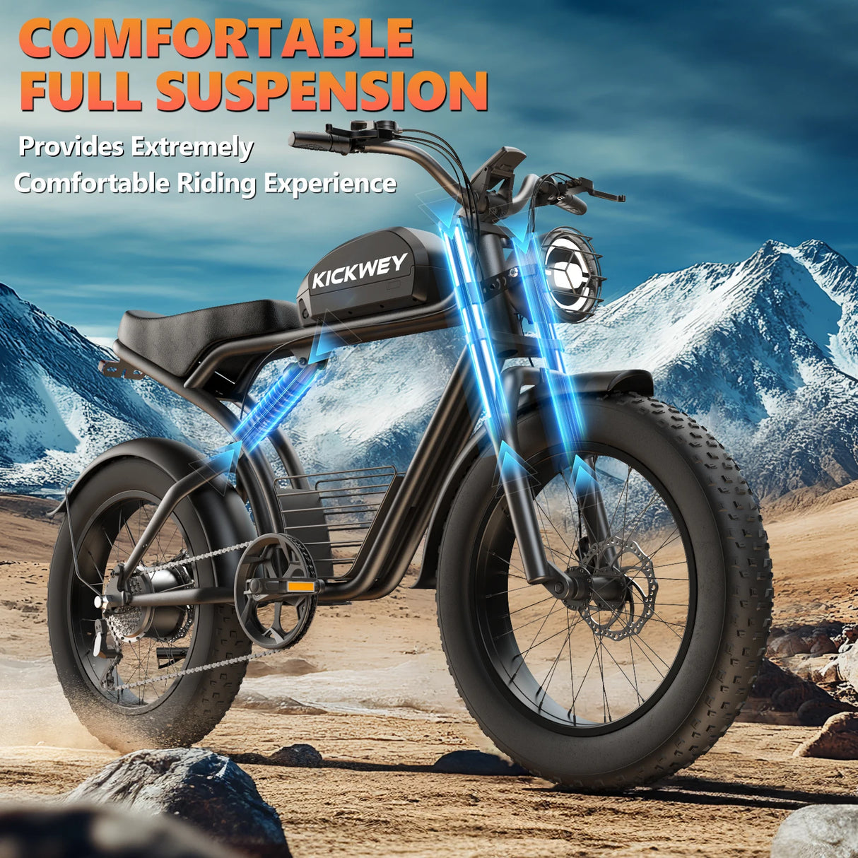Kickwey K7 Adult Electric Bicycle 1500w 48V 23ah Mountain Electric Bike 20 Inch Fat Tire Outdoor Entertainment Off Road E Bike