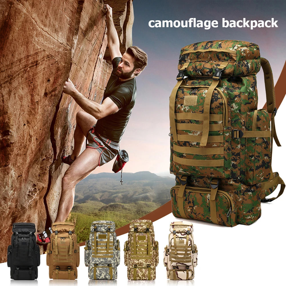 80L/600D Hiking Camping Backpack Mountaineering Bag Climb Bag Tactical Backpacks arge Backpack Waterproof Climbing Rucksack
