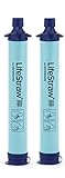 LifeStraw Personal Water Filter for Hiking, Camping, Travel, and Emergency Preparedness, 2 Pack, Blue