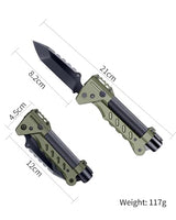 sayram Pocket Knife Flashlight Kydex Combo, Rechargeable Flashlight with Knife, EDC Flashlight Survival Knife Multitool with Pulse Ignition for Outdoor Survival (Black)