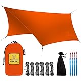 Wise Owl Outfitters Hammock Rain Fly – Waterproof Camping Tarp Cover with Tent Stakes & Carry Bag, Ultralight Shelter for Backpacking & Outdoor Shade