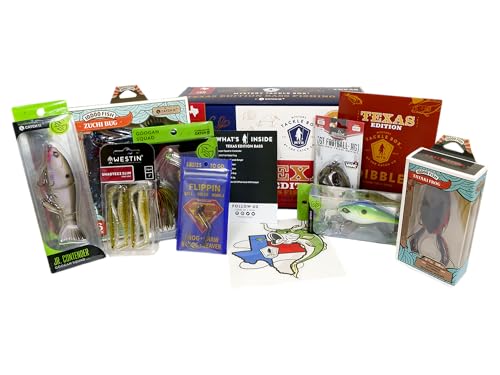 Mystery Tackle Box Texas Bass Elite Fishing Kit – 7-9 Freshwater Baits for Largemouth, Smallmouth & More – Includes Exclusive Texas Decal