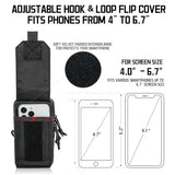 Molle Dual Phone Pouch, Tactical Admin Pouch Small, Heavy Duty Belt 1000D Nylon Small Cell Phone Case Holder, Fits 4.0-6.7 inch Screens, Black (Black)