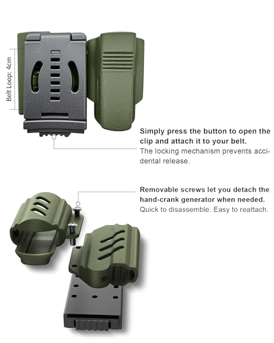 VIPERADE VAK6 Survival Multitool with Folding Knife, LED Flashlight, Pulse Ignition and Hand Crank Generator, Camping Multitool Knife Rechargeable Flashlight with Belt Sheath (Green)