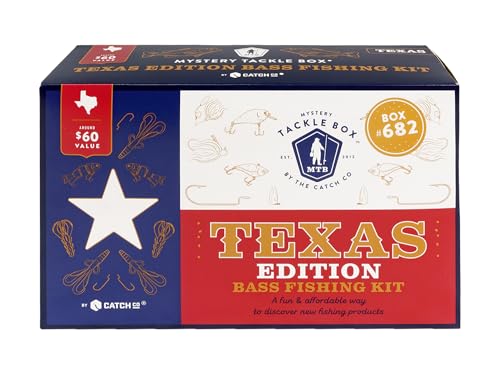 Mystery Tackle Box Texas Bass Elite Fishing Kit – 7-9 Freshwater Baits for Largemouth, Smallmouth & More – Includes Exclusive Texas Decal