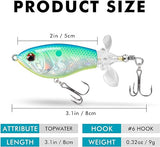 TRUSCEND Top Water Fishing Lures with BKK Hooks, Whopper for Freshwater or Saltwater, Floating Lure Bass Catfish Pike, Wobble Surface Bait Teasers Gifts Men