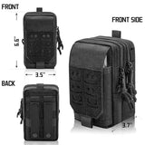 Molle Dual Phone Pouch, Tactical Admin Pouch Small, Heavy Duty Belt 1000D Nylon Small Cell Phone Case Holder, Fits 4.0-6.7 inch Screens, Black (Black)