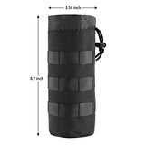 FRTKK Tactical MOLLE Water Bottle Pouch with Drawstring Open Top & Mesh Bottom, Military Water Bottle Holder Bag Sports Travel Hydration Carrier (Black-1 Pack)