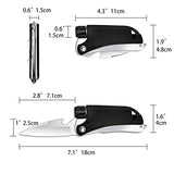 WELESHEI Led Mini Flashlight 6-in-1 Utility Folding Pocket Knife with Bottle Opener Glass Breaker Buckle Whistling Multi-Function Emergency Tool for Hiking Survival Camping Hunting