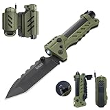 VIPERADE VAK6 Survival Multitool with Folding Knife, LED Flashlight, Pulse Ignition and Hand Crank Generator, Camping Multitool Knife Rechargeable Flashlight with Belt Sheath (Green)