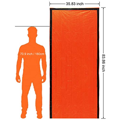 Emergency Sleeping Bag 2 Pack - Lightweight Survival Sleeping Bag Waterproof Thermal Bivy Sack Tent Portable Emergency Blanket Survival Gear for Camping Hiking Outdoor Adventure Activities (2 Pack)