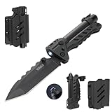 VIPERADE VAK6-S Survival Multitool with Folding Knife, LED Flashlight and Pulse Ignition, EDC Pocket Knife for men, Rechargeable Flashlight with Belt Sheath (Black)